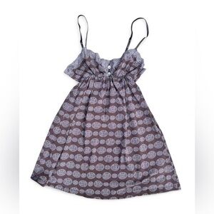 Vintage La Senza Brown Boho Fairycore Earthy Lace Trim Babydoll Top Small